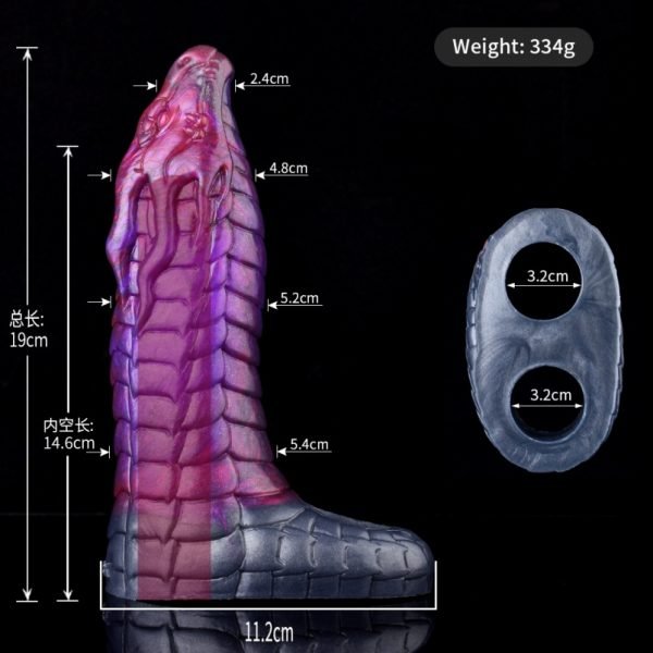 Vaginapenis mit Drachen-Design aus lila Silikon - Erektionshilfe für Männer mit Erektionsproblemen – Bild 9