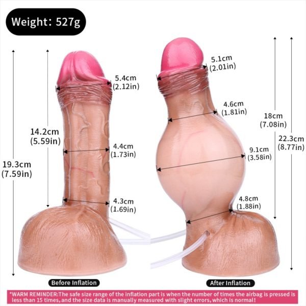 8,77 Zoll Fleischähnlicher Silikon-Cummingdildo – Aufblasbares Strap-On für Frauen – Bild 5