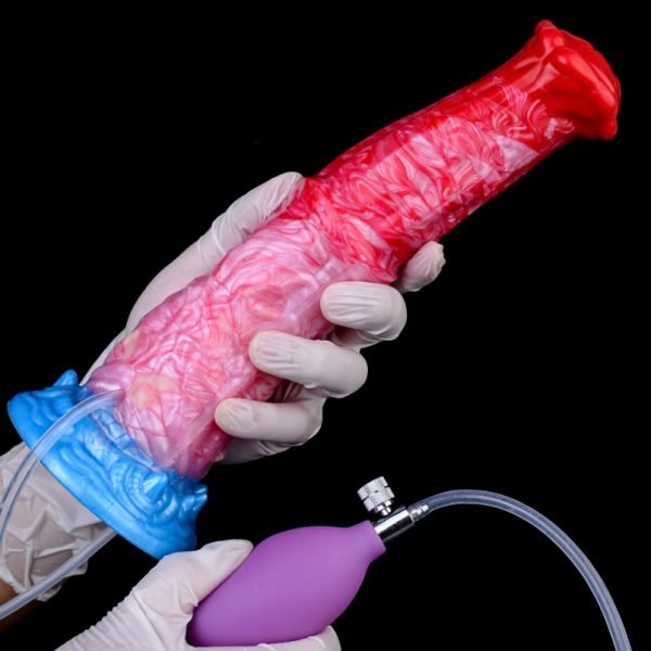 Fantasy Pferd Cummingdildo – Blutrotes Silikon mit aufblasbarer Expansion für ekstatische Höhepunkte