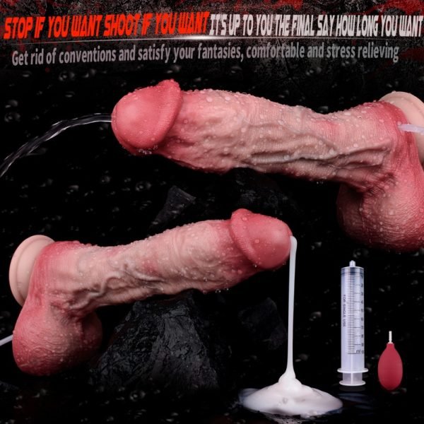 Einführbares Cummingdildo aus Silikon mit Saugnapf - Realistisches Fleischähnliches Gefühl für die Weibliche Masturbation – Bild 3