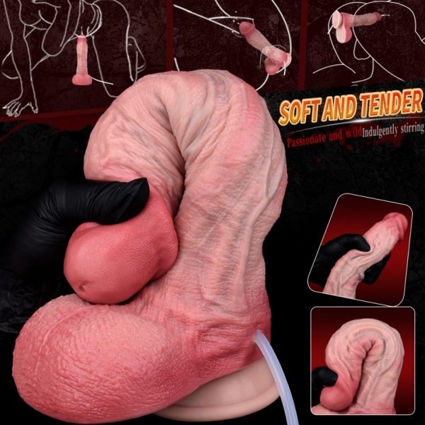 Einführbares Cummingdildo aus Silikon mit Saugnapf - Realistisches Fleischähnliches Gefühl für die Weibliche Masturbation – Bild 5