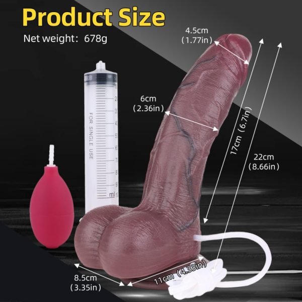 Schwarzes Silikon Cummingdildo - Simulation männlicher Ejakulation für die Mädchenmasturbation – Bild 6