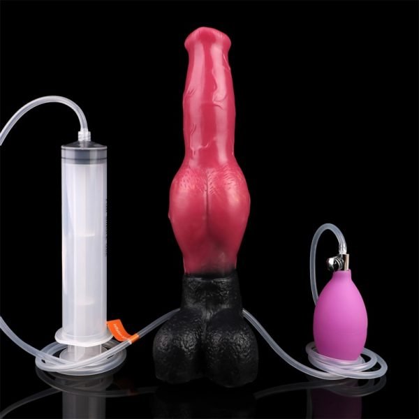 Blutroter Silikon Hund-Fantasy Aufblasbarer Cummingdildo – Intensives Vergnügen für Women Masturbating – Bild 3