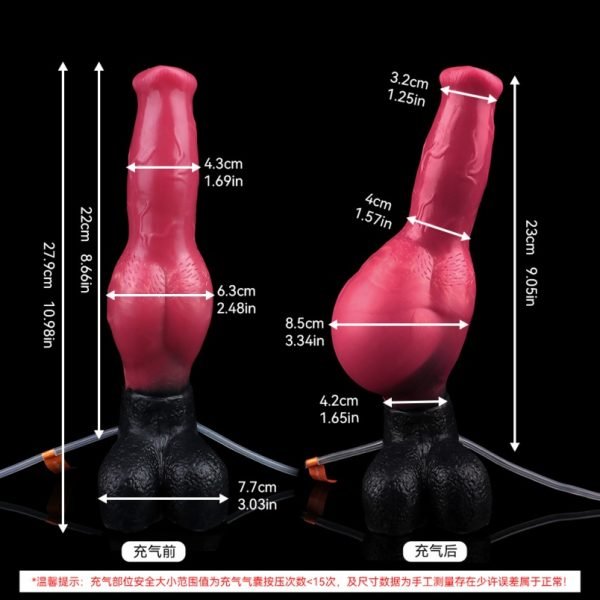 Blutroter Silikon Hund-Fantasy Aufblasbarer Cummingdildo – Intensives Vergnügen für Women Masturbating – Bild 10