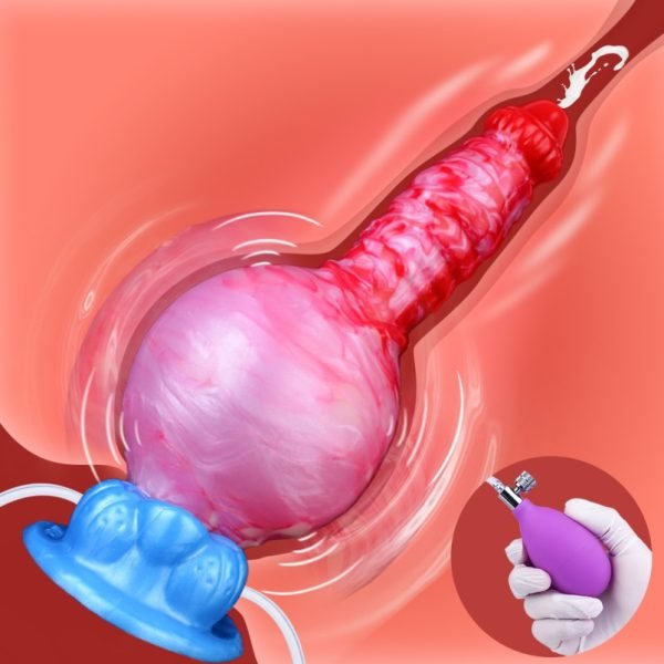 Fantasy Hund-Knoten Cummingdildo – Aufblasbarer Silikon-Dildo für intensive vaginale Dehnung und Knoten-Simulation – Bild 9