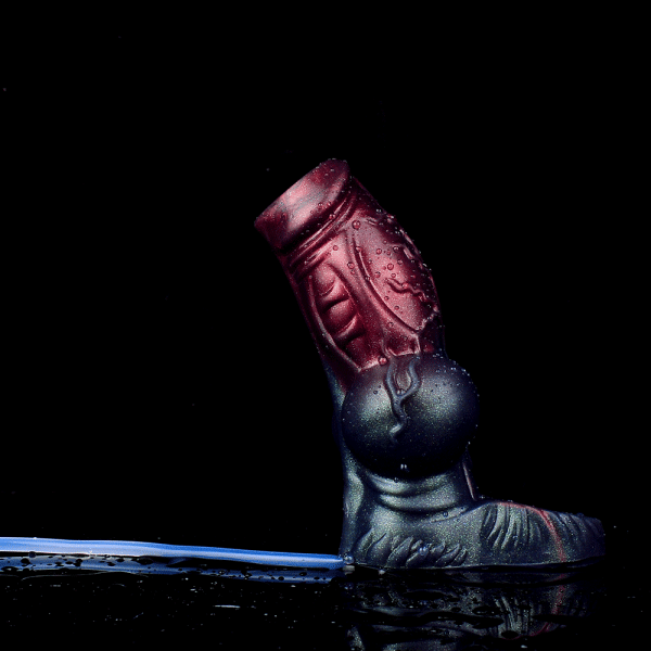 Blut-schwarze Silikon-Sprüh-Fantasie Knoten Penishülle – Mikropenis-Vergrößerung und Verlängerung für Männer – Bild 2