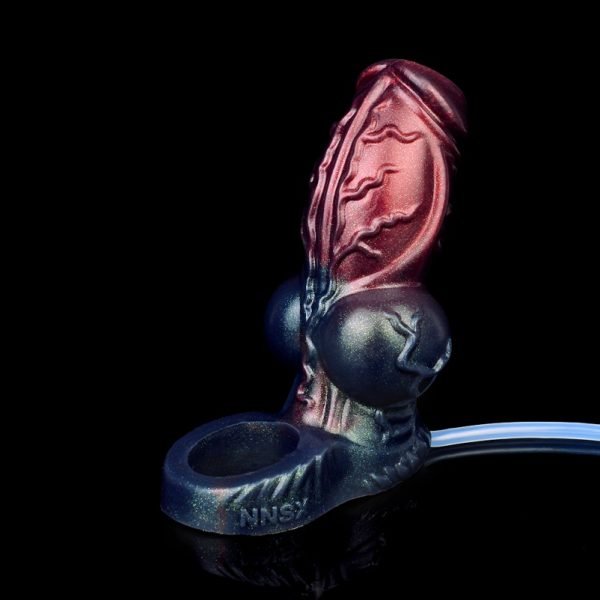 Blut-schwarze Silikon-Sprüh-Fantasie Knoten Penishülle – Mikropenis-Vergrößerung und Verlängerung für Männer – Bild 3