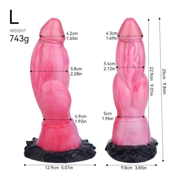 Blutroter Fantasy Dragon Dildo aus Silikon – Der T-Rex Monster Cock mit Saugnapf für intensive Yoni Massage – Bild 5