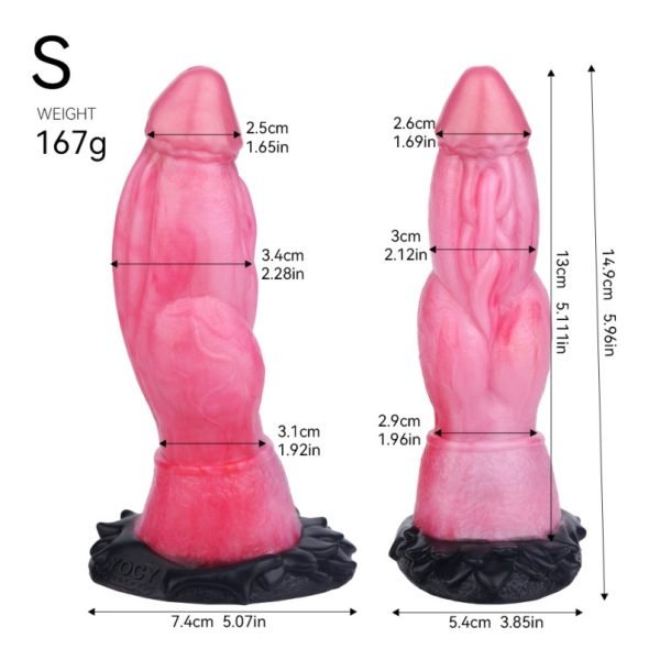 Blutroter Fantasy Dragon Dildo aus Silikon – Der T-Rex Monster Cock mit Saugnapf für intensive Yoni Massage – Bild 7
