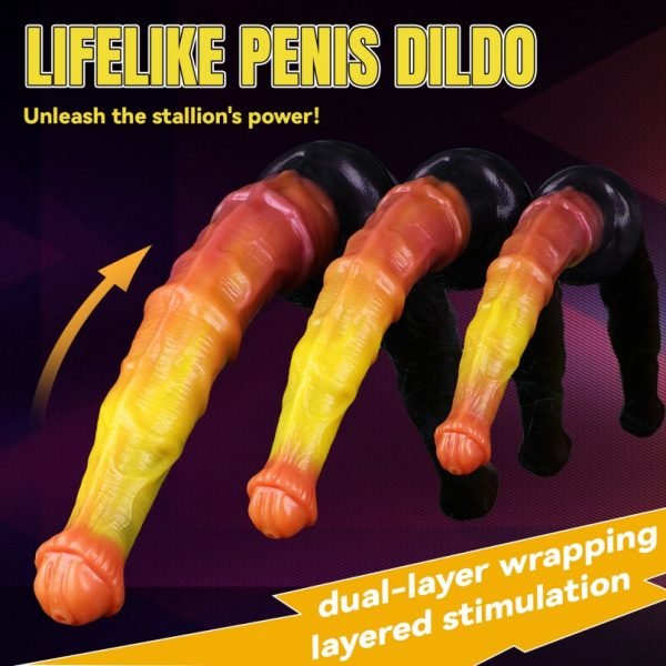 Monster Saugfuß Fantasy Cock of Horse – Dual-Layer Silikon Toy für Girl Masturbating und Selbstbefriedigung. – Bild 7
