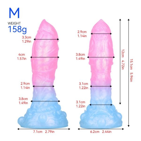 Leuchtender Silikon Fantasy Dragon Dildo – Magischer G-Punkt Monsterschwanz mit Saugnapf – Bild 6