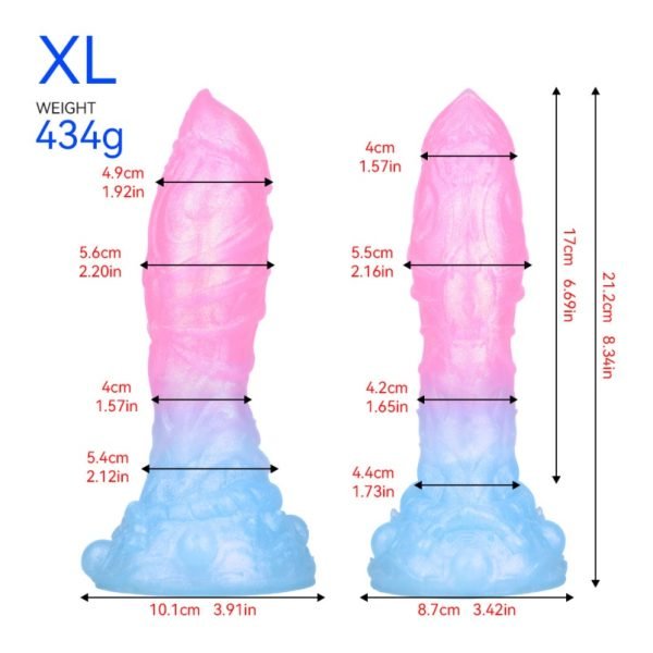 Leuchtender Silikon Fantasy Dragon Dildo – Magischer G-Punkt Monsterschwanz mit Saugnapf – Bild 8