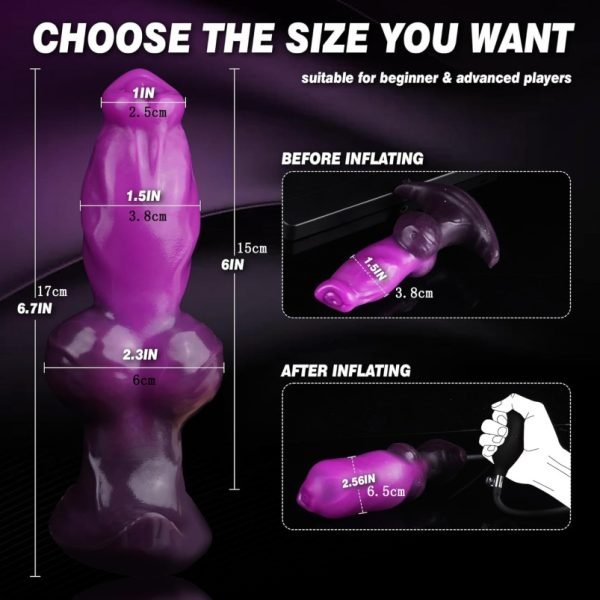 Aufblasbarer Fantasy Dog Knotting Dildo - Lila Silikon Monster Cock für maximale Expansion & Yoni Massage – Bild 5