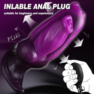 Aufblasbarer Fantasy Dog Knotting Dildo - Lila Silikon Monster Cock für maximale Expansion & Yoni Massage