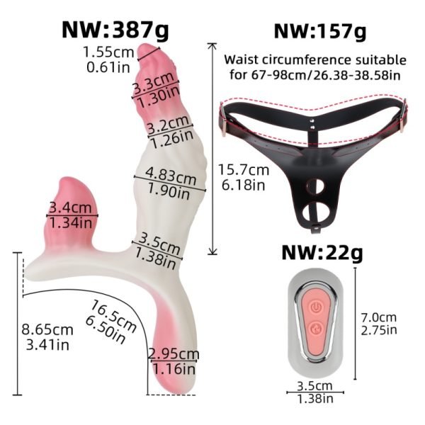 Fantasie Tentakel Vibrations Monster Cock - Rosa Weiße Silikon Lesbensex Strap-On Spielzeug – Bild 6