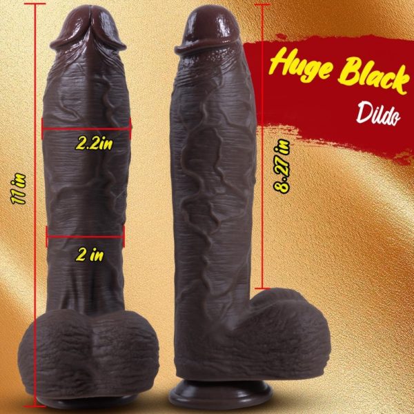 11 Zoll Realistischer Big Black Cock Dildo mit Saugfuß – Ultimative Großer Penis für Extreme Fülle – Bild 3
