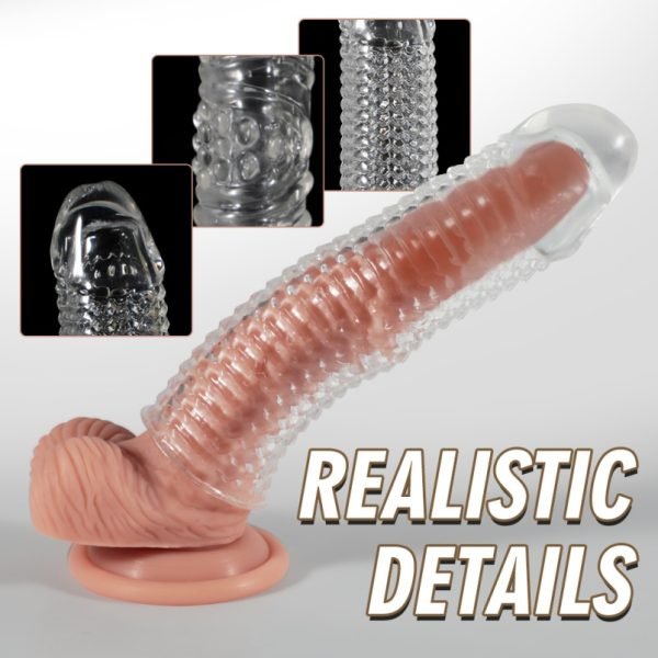 Fantasievolle transparente Silikon-Penishülle in Spiralform – 6,5 Zoll Verlängerung und Verdickung, ideal für mikropenis – Bild 4