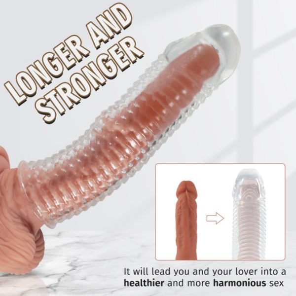 Fantasievolle transparente Silikon-Penishülle in Spiralform – 6,5 Zoll Verlängerung und Verdickung, ideal für mikropenis