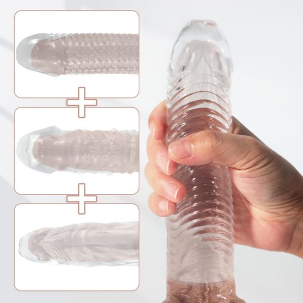 Fantasievolle transparente Silikon-Penishülle in Spiralform – 6,5 Zoll Verlängerung und Verdickung, ideal für mikropenis – Bild 7
