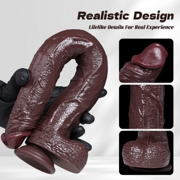 Realistischer Brauner Silikon Dildo – Längster Penis für tiefe anale & vaginale Stimulation & Female Orgams – Bild 4