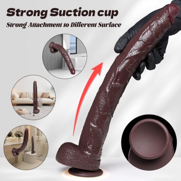 Realistischer Brauner Silikon Dildo – Längster Penis für tiefe anale & vaginale Stimulation & Female Orgams – Bild 7