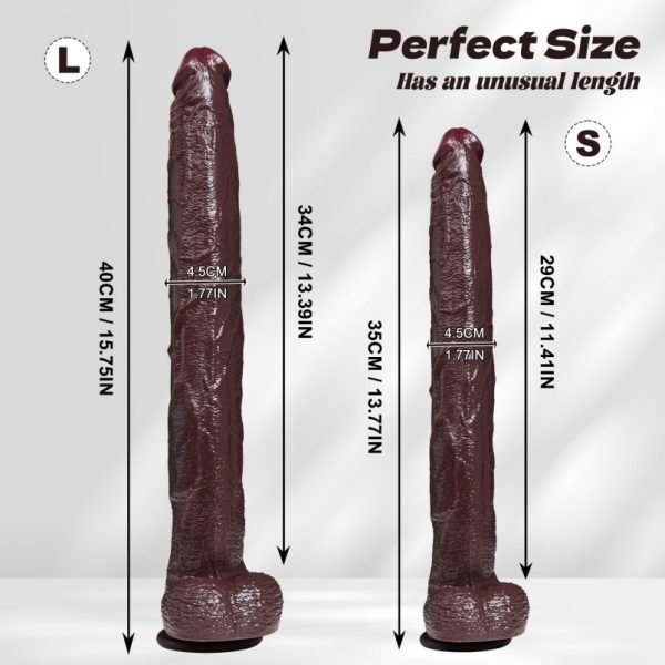 Realistischer Brauner Silikon Dildo – Längster Penis für tiefe anale & vaginale Stimulation & Female Orgams – Bild 8