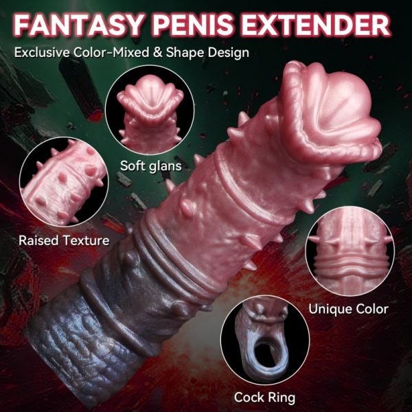 Monster-Silikon-Fantasie Penis Extender – Verbesserung der Erektion mit Hodenfixierung und Konditionsring für verzögerte Ejakulation – Bild 8
