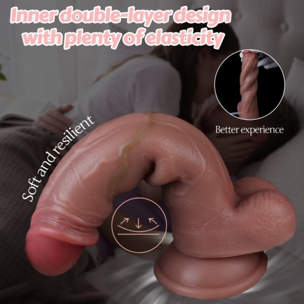 Realistischer "Skin Sliding" Cummingdildo – Squirting Strap-On mit beweglicher Vorhaut & Saugfuß – Bild 3