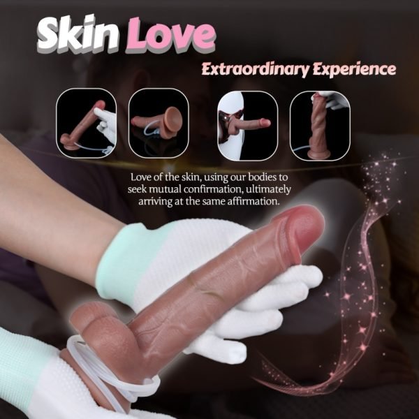Realistischer "Skin Sliding" Cummingdildo – Squirting Strap-On mit beweglicher Vorhaut & Saugfuß – Bild 9