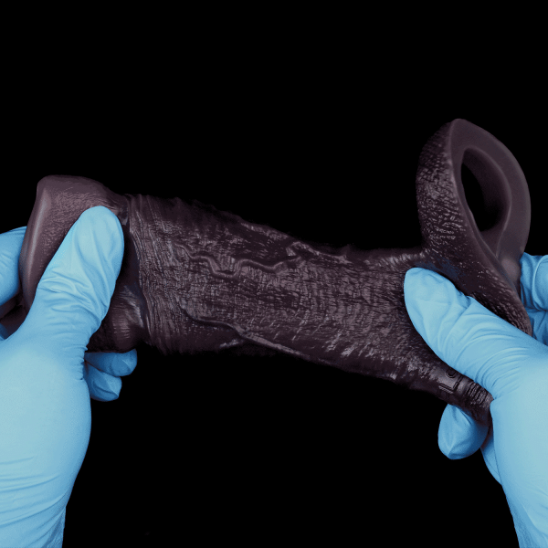 Männer-Simulation Black Silikon Penis Sleeve - Halb umhüllend für Mikropenis Vergrößerung und Verdickung – Bild 2