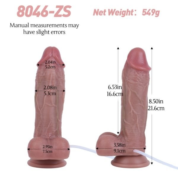 Zweischichtiges Silikon Saug Dildo mit Squirting-Funktion – Simulation der männlichen Ejakulation für Yoni-Massage-Sexspielzeug – Bild 10
